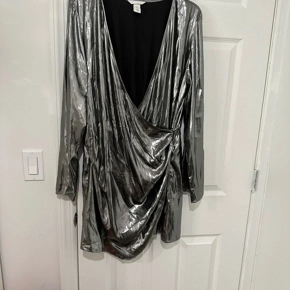 Shiny Silver Wrap Dress - Picture 2 of 4